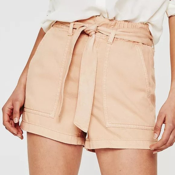 AG Adriano Goldschmied NEW Paperbag Kai shorts tie belt apricot adobe size 26 2 - Picture 1 of 7